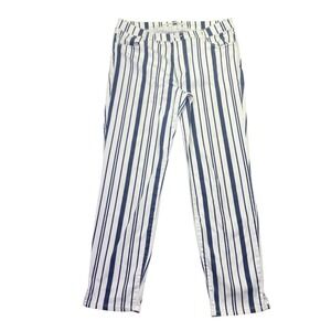 Brax Feel Good Style Shakira S Navy White Striped Slim Pants Womens 32/32 16R